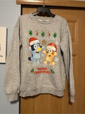 Grey 'Bluey & Bingo' Merry Christmas Crewneck Sweatshirt